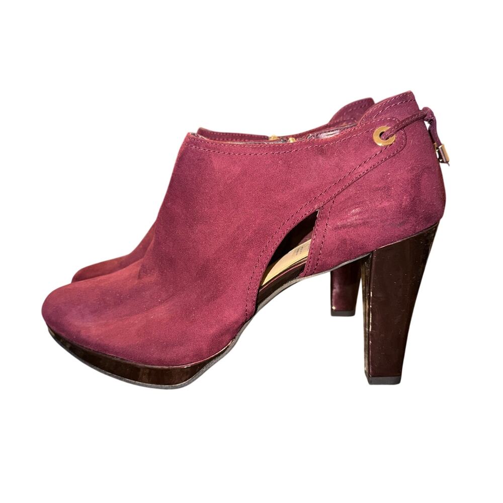Liz Claiborne Elsie Booties Women's Size 11 Wine Red Faux Suede Ankle Shoes